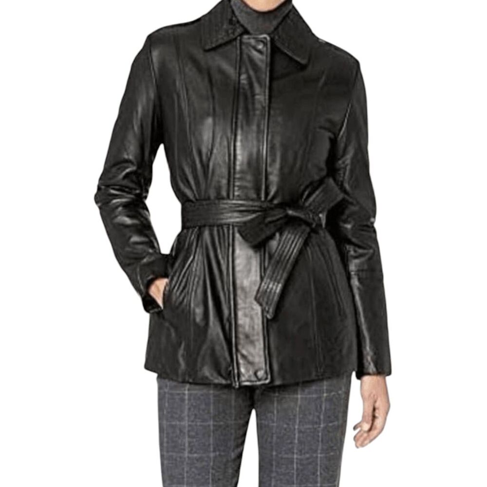 PETITE SOPHISTICATE 100% Genuine Leather Coat Size Med